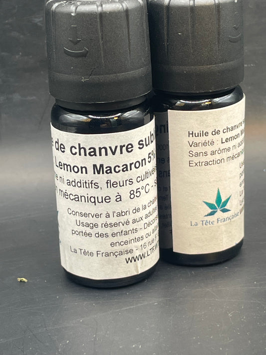 Huile de chanvre CBD sublinguale – Lemon Macaron 5 % & 10 %